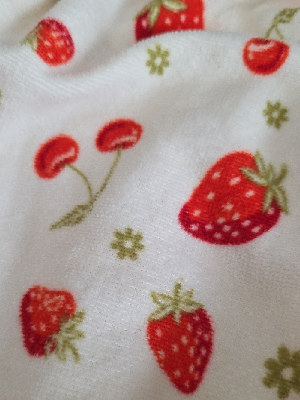 Strawberry Print Towel Wrap Dress - Cream with Red Fruit Print - Picture 5 of 5